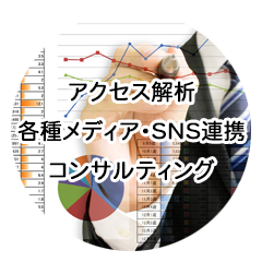 アクセス解析、各種メディア・SNS連携、コンサルティング アクセス解析、各種メディア・SNS連携、コンサルティング